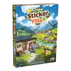 Cozy Stickerville - braetspil - familiespil - hyggespil - klistermaerkespil - gaveideer - historiefortaelling - solospil